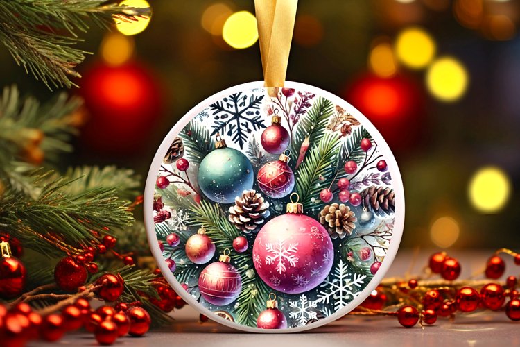 Round Christmas Ornament Sublimation|Clipart