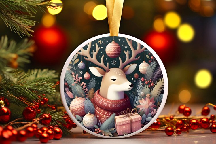 Round Christmas Ornament Sublimation|Clipart
