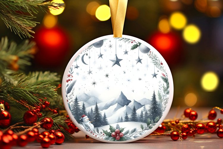 Round Christmas Ornament Sublimation|Clipart