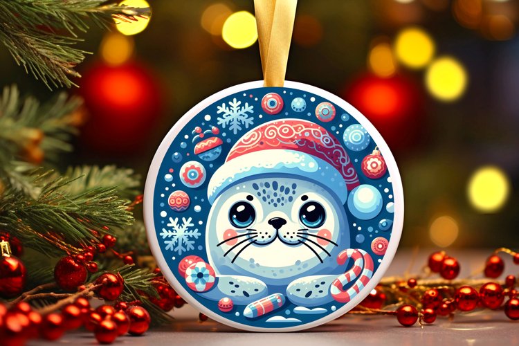 Round Christmas Ornament Sublimation|Clipart