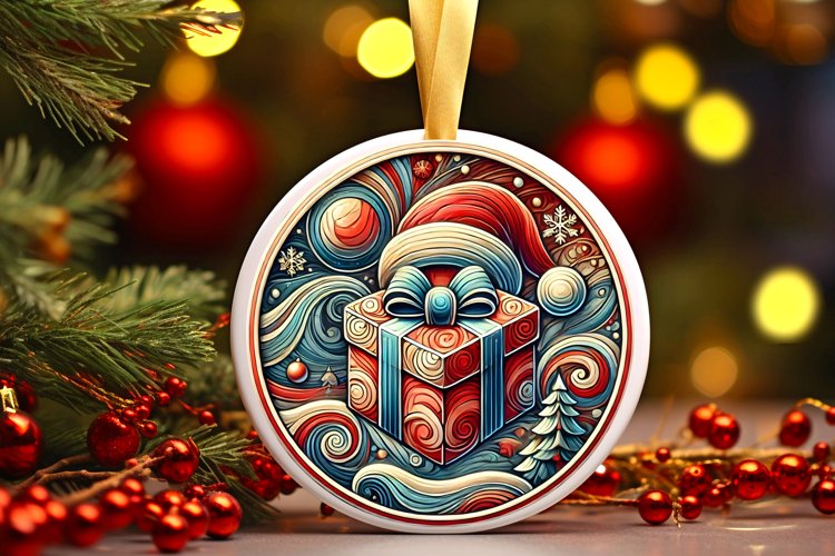 Round Christmas Ornament Sublimation|Clipart