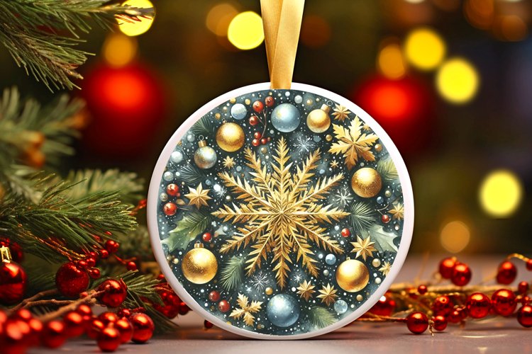 Round Christmas Ornament Sublimation|Clipart