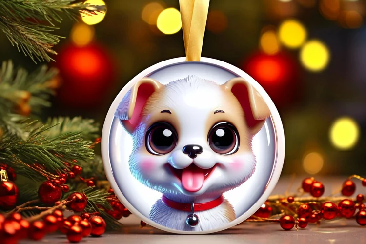 Shiny Christmas Face Round Puppy