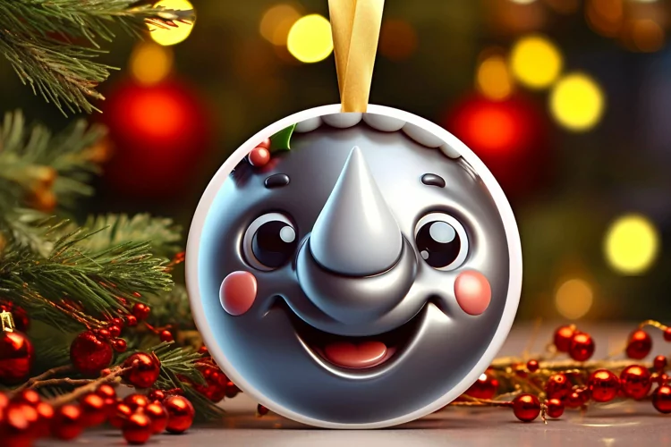 Shiny Christmas Face Round Rhino