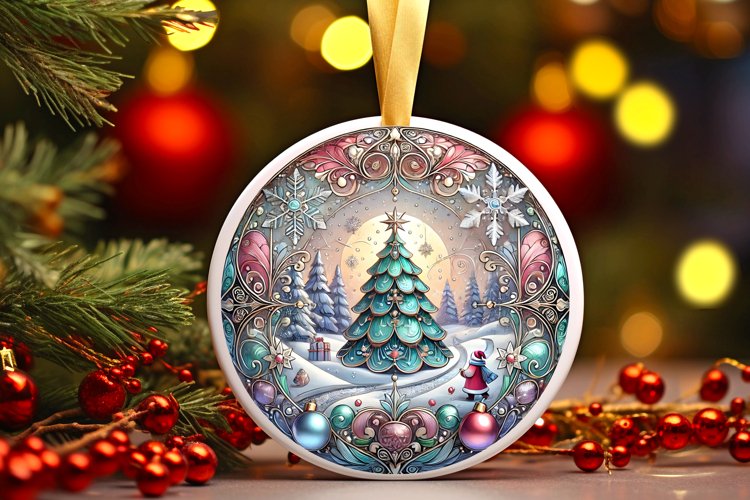 Round Christmas Ornament Sublimation|Clipart