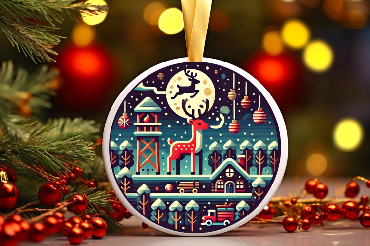 Round Christmas Ornament Sublimation|Clipart