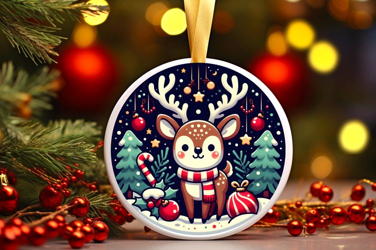 Round Christmas Ornament Sublimation|Clipart