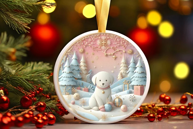Round Christmas Ornament Sublimation|Clipart