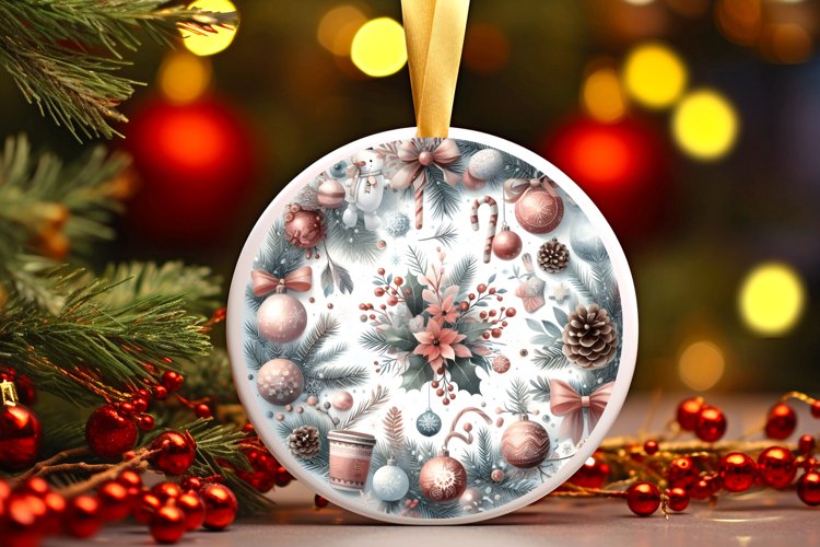 Round Christmas Ornament Sublimation|Clipart