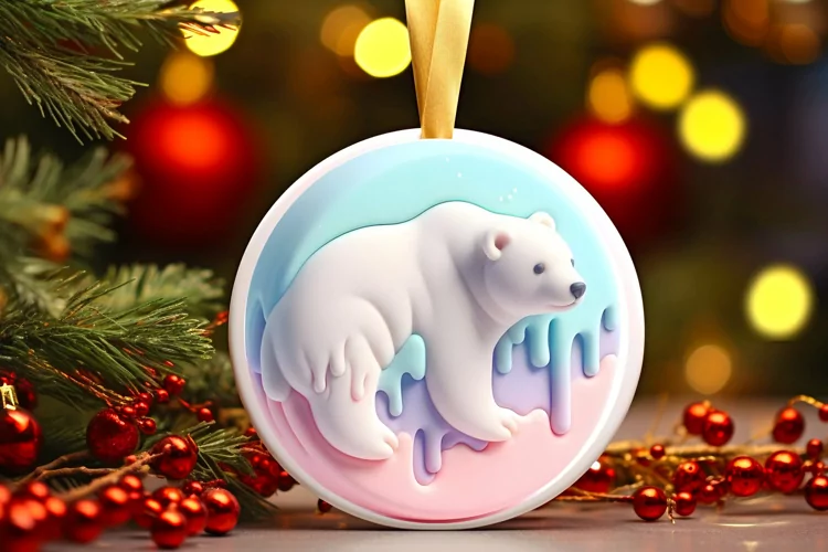 3D Marzipan Polar Bear Ornament