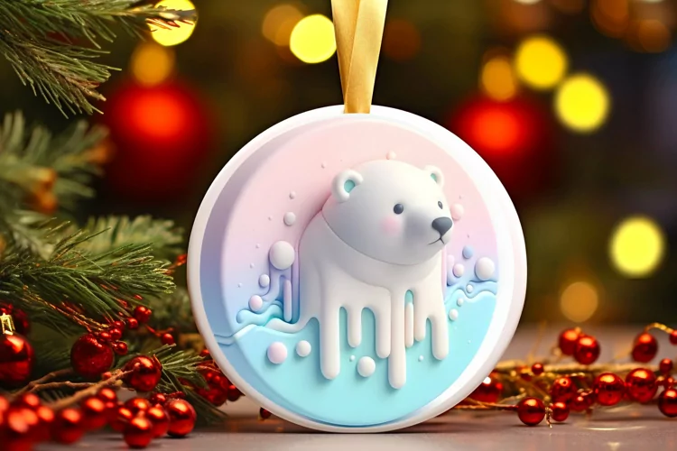 3D Marzipan Polar Bear Ornament