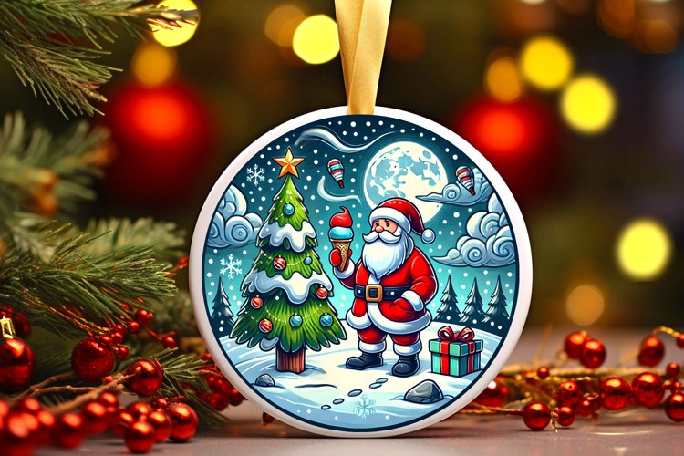 Round Christmas Ornament Sublimation|Clipart