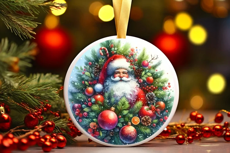 Watercolor Santa Ornament
