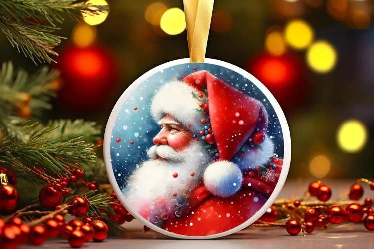 Watercolor Santa Ornament