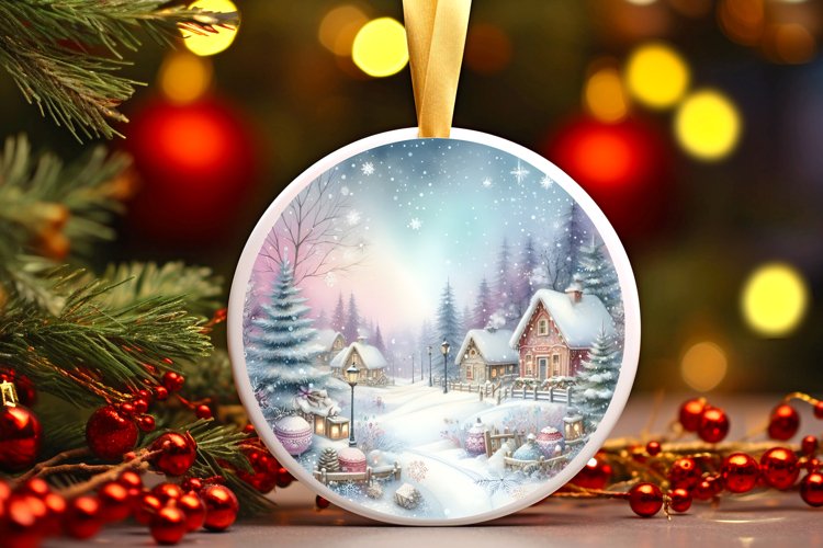 Round Christmas Ornament Sublimation|Clipart