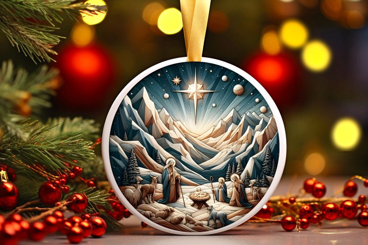 Round Christmas Ornament Sublimation|Clipart