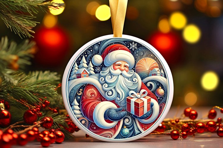 Round Christmas Ornament Sublimation|Clipart