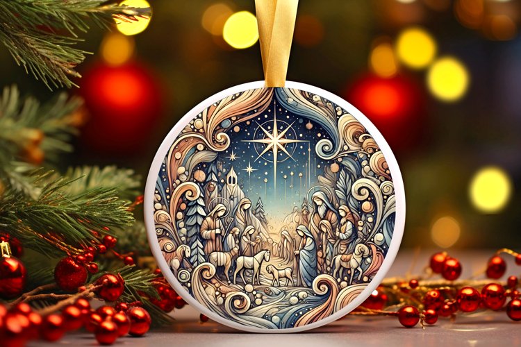 Round Christmas Ornament Sublimation|Clipart