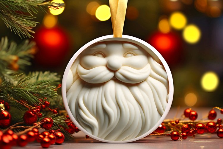 Santa Round Ornament Sublimation PNG