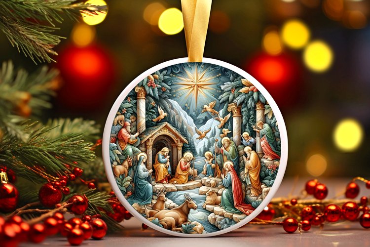 Round Christmas Ornament Sublimation|Clipart