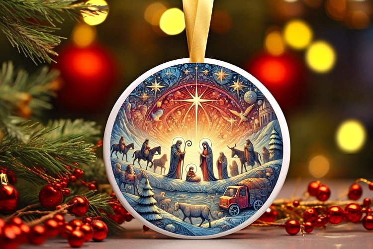Round Christmas Ornament Sublimation|Clipart