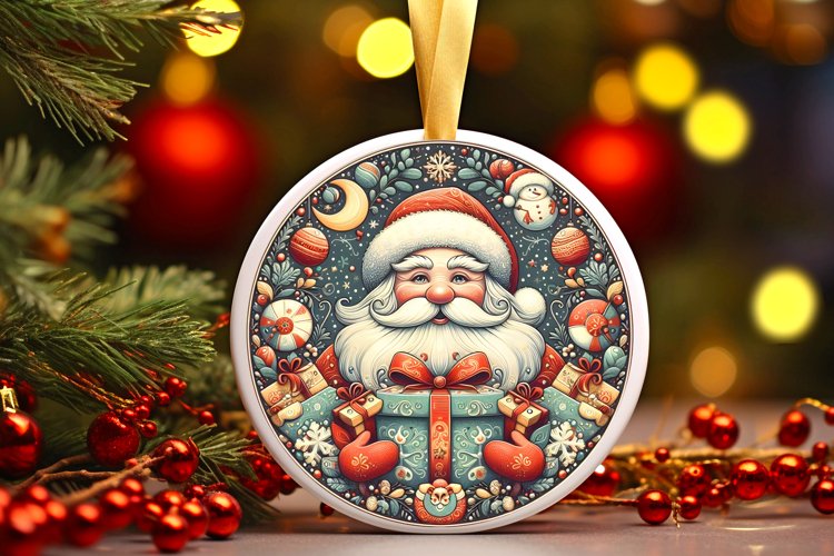 Round Christmas Ornament Sublimation|Clipart