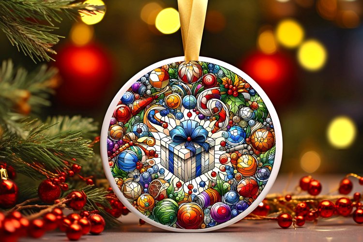 Round Christmas Ornament Sublimation|Clipart