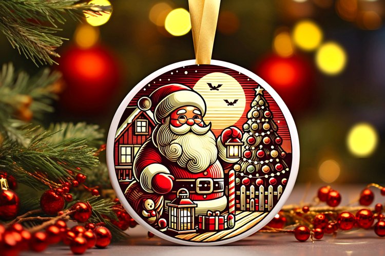Round Christmas Ornament Sublimation|Clipart