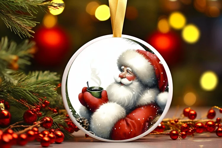 Round Christmas Ornament Sublimation|Clipart