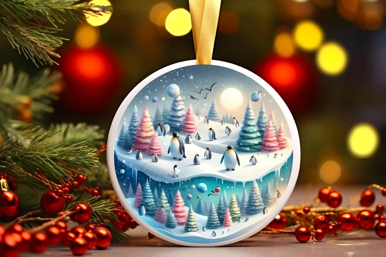 Round Christmas Ornament Sublimation|Clipart