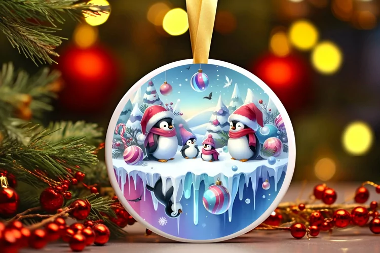 Round Christmas Ornament Sublimation|Clipart