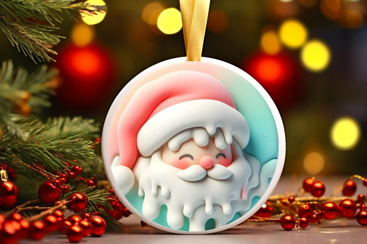 Round Christmas Ornament Sublimation|Clipart
