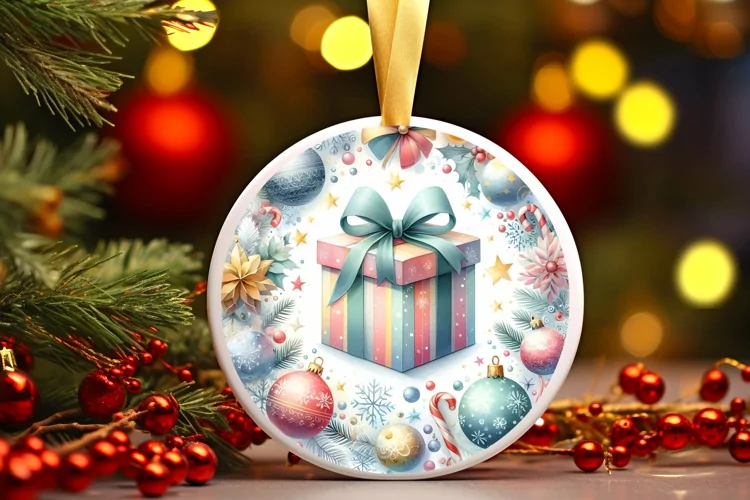 Round Christmas Ornament Sublimation|Clipart