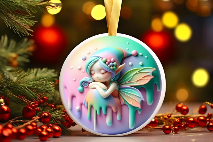 Round Christmas Ornament Sublimation|Clipart