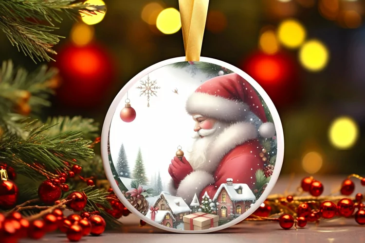 Round Christmas Ornament Sublimation|Clipart