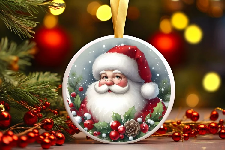 Round Christmas Ornament Sublimation|Clipart