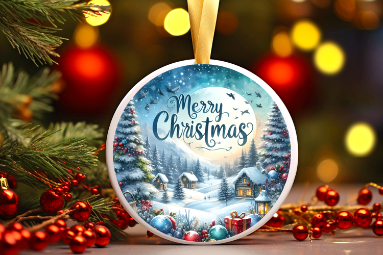 Round Christmass Ornament Sublimation|Clipart