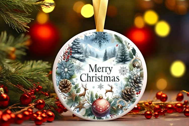 Round Christmas Ornament Sublimation|Clipart