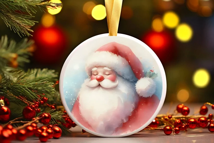 Round Christmas Ornament Sublimation|Clipart