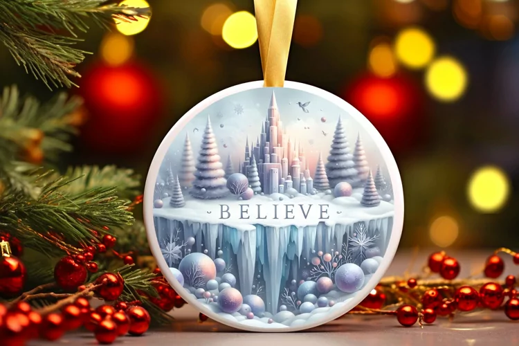 Round Christmas Ornament Sublimation|Clipart