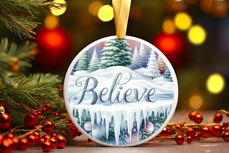 Round Christmas Ornament Sublimation|Clipart