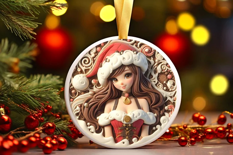 Round Christmas Ornament Sublimation|Clipart