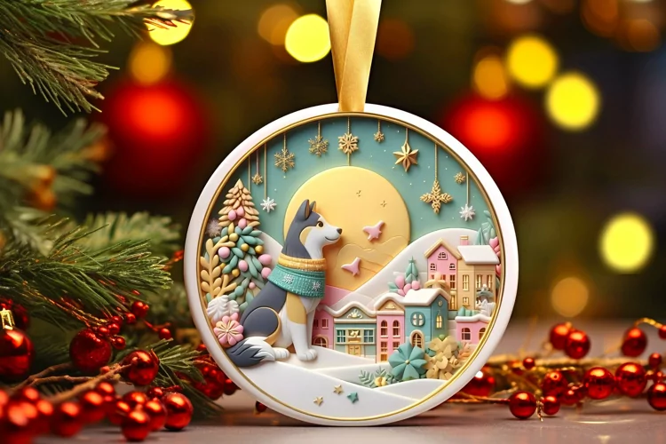 Round Christmas Ornament Sublimation|Clipart