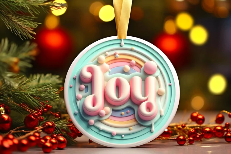 Round Christmas Ornament Sublimation|Clipart