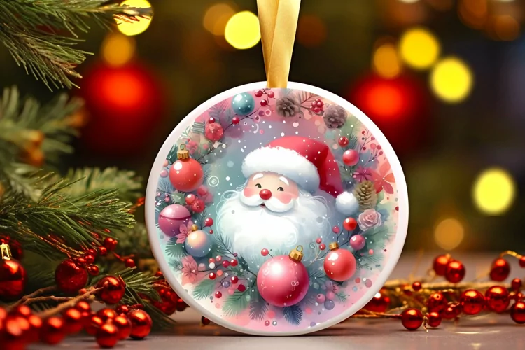 Round Christmas Ornament Sublimation|Clipart