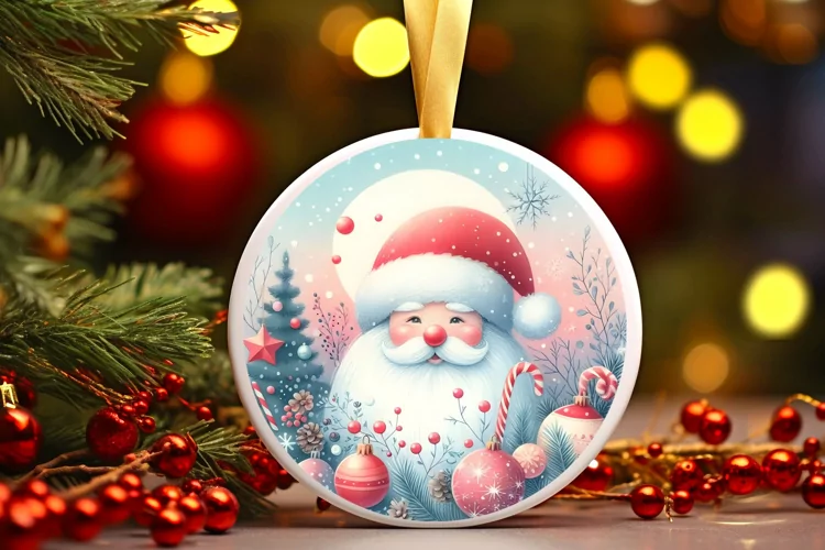 Round Christmas Ornament Sublimation|Clipart