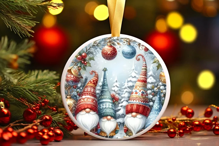 Round Christmas Ornament Sublimation|Clipart