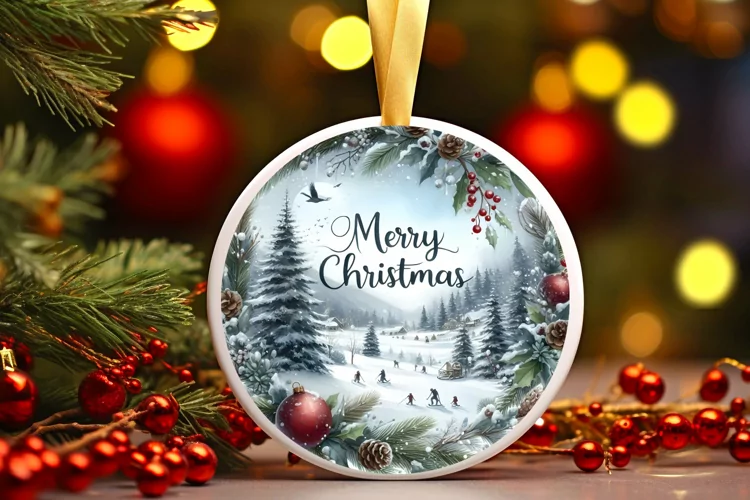 Round Christmas Ornament Sublimation|Clipart