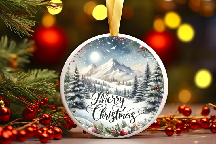 Round Christmas Ornament Sublimation|Clipart
