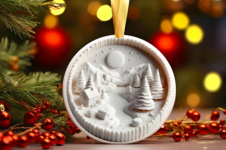 Round Christmas Ornament Sublimation|Clipart